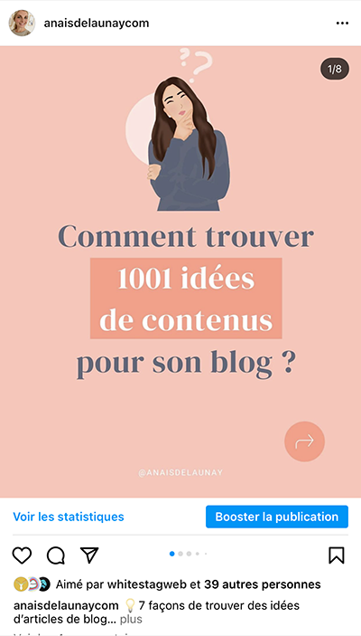 post instagram idées de contenus blog